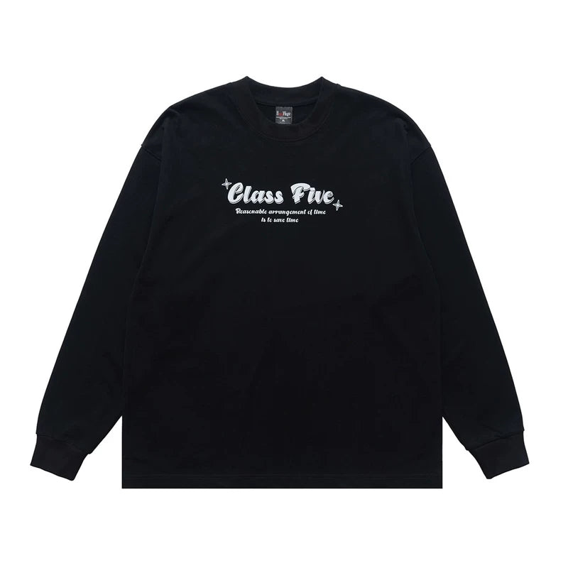 ONSEVENINE "Class Five" Typographic Long-Sleeve Shirt