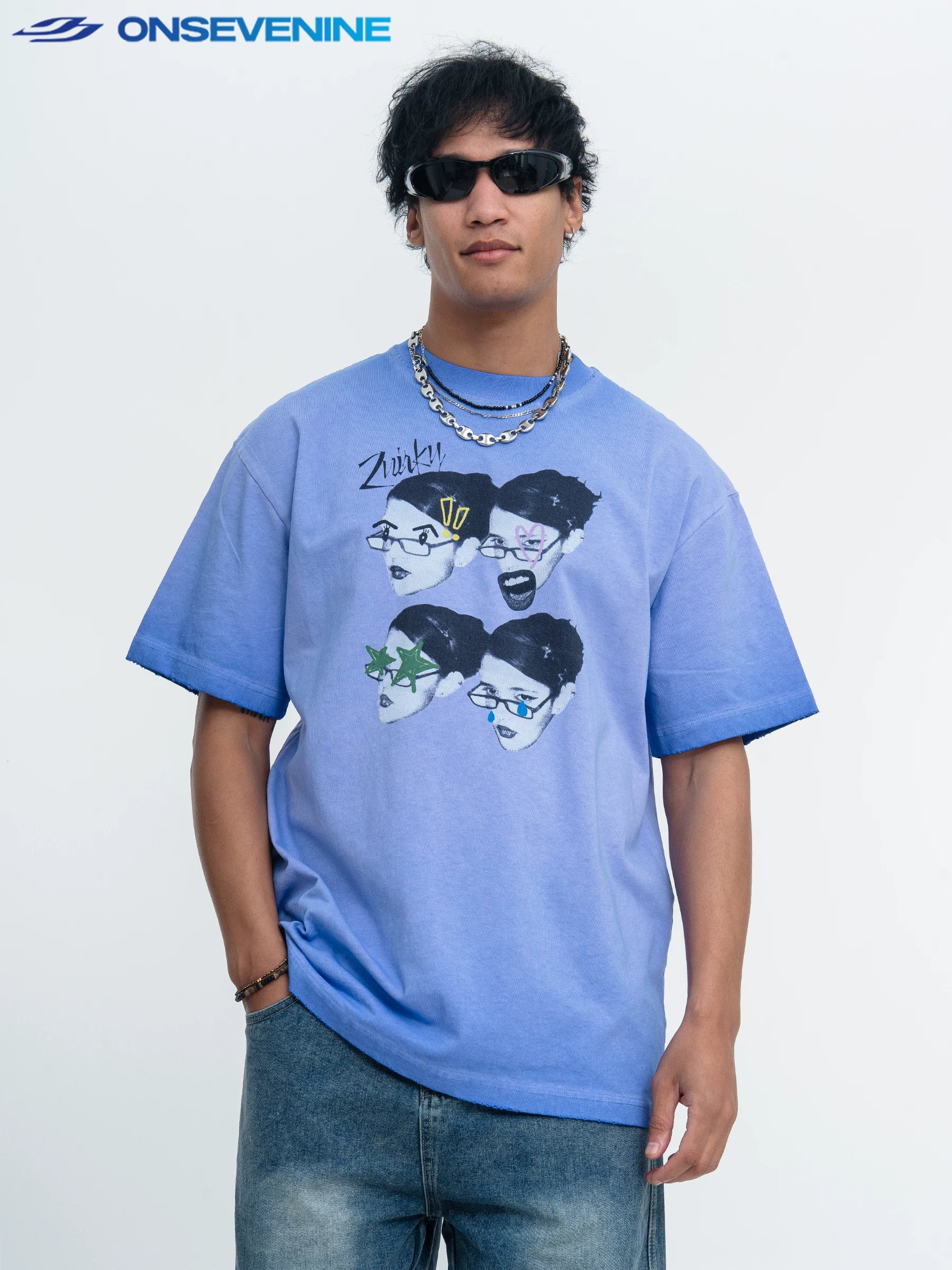 ONSEVENINE Four-Panel Portrait Graphic Tee