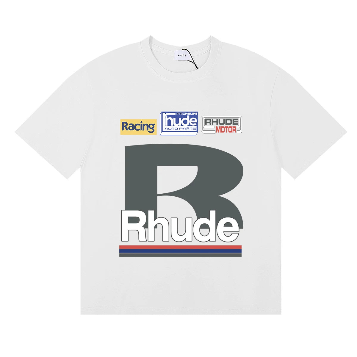 RHUDE Racing Motif Graphic Print T-Shirt - White