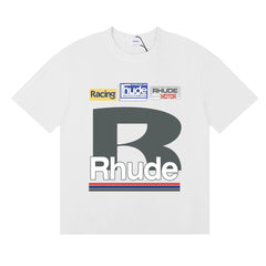 RHUDE Racing Motif Graphic Print T-Shirt - White