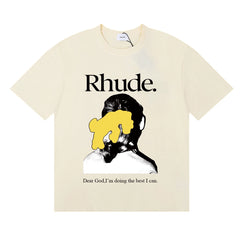 RHUDE "Dear God" Graphic Print T-Shirt - Cream