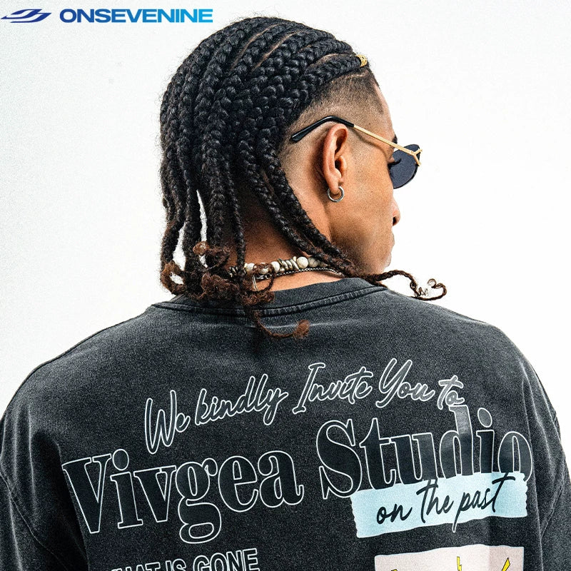 ONSEVENINE "Vivgea Studio" Typographic Graphic Tee