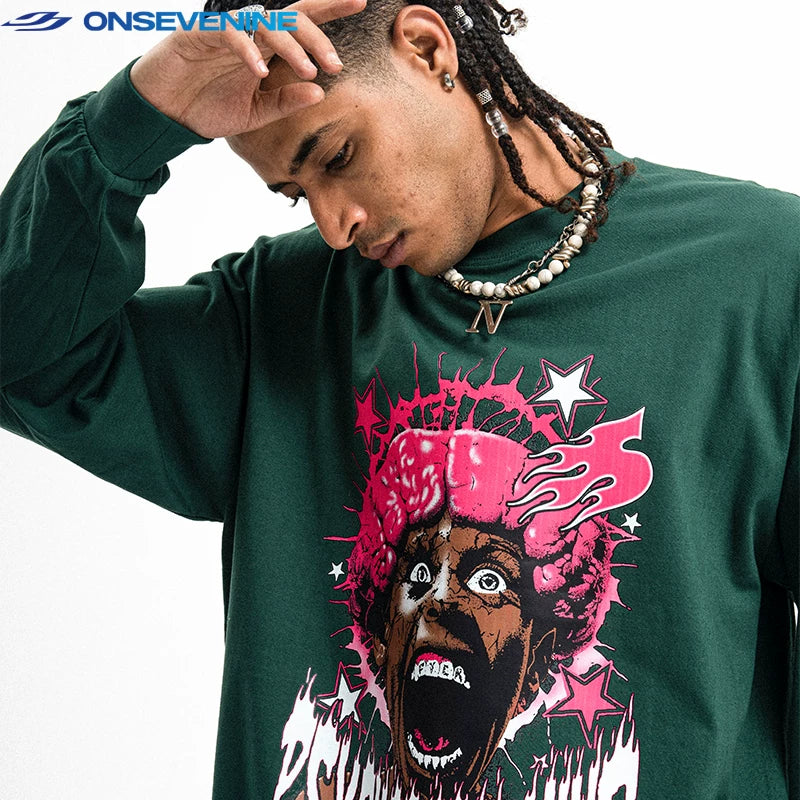ONSEVENINE "Psychopath Blood" Long-Sleeve Graphic Tee