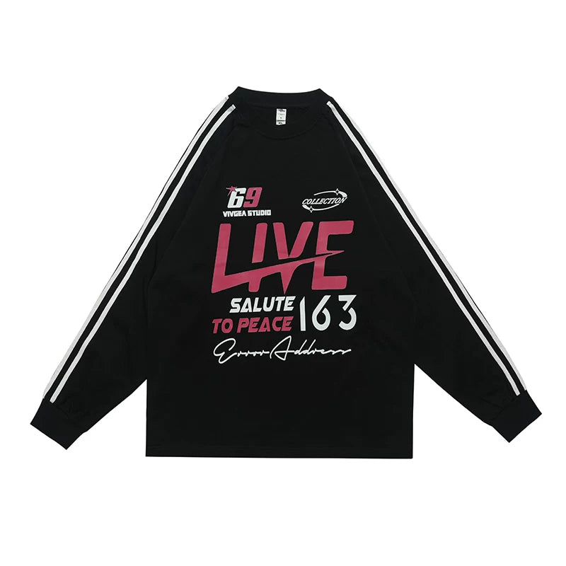 ONSEVENINE "Live / Salute to Peace" Graphic Long-Sleeve Sweatshirt