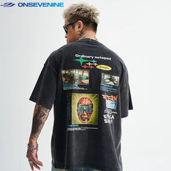 ONSEVENINE "Ordinary Notepad" Collage Graphic Tee