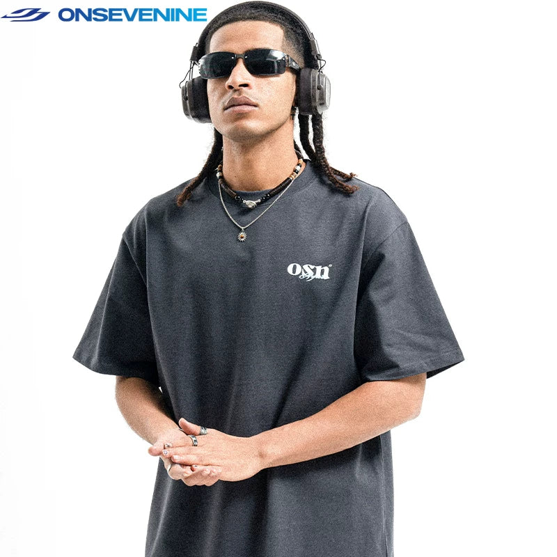 ONSEVENINE Minimalist Logo Pink Graphic Tee