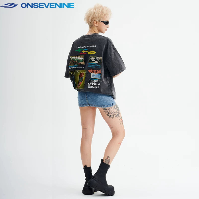 ONSEVENINE "Ordinary Notepad" Collage Graphic Tee