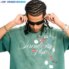 ONSEVENINE "Serendipity Plight" Patchwork Graphic Tee