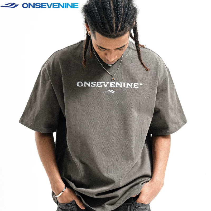 ONSEVENINE Distressed Logo Wash Tee
