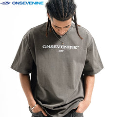 ONSEVENINE Distressed Logo Wash Tee