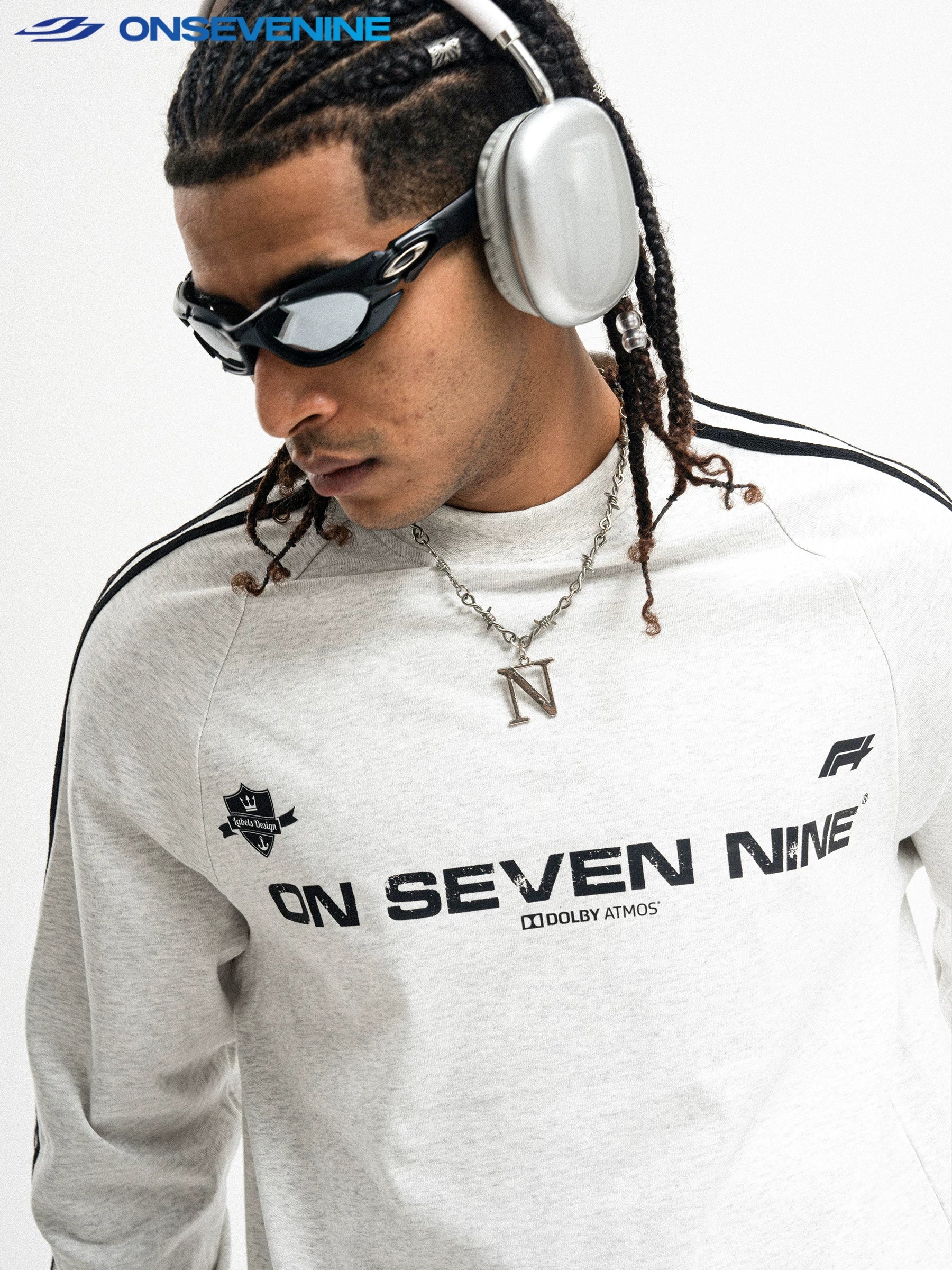 ONSEVENINE Dual-Stripe Branded Long-Sleeve Sweatshirt