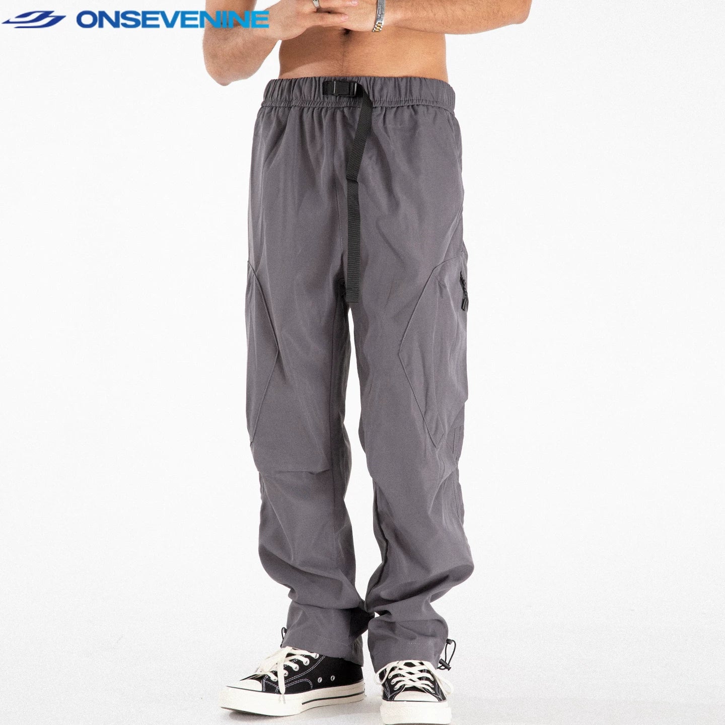 ONSEVENINE Built-In Belt Cargo Trousers