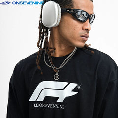 ONSEVENINE Racing-Logo Long-Sleeve Tee