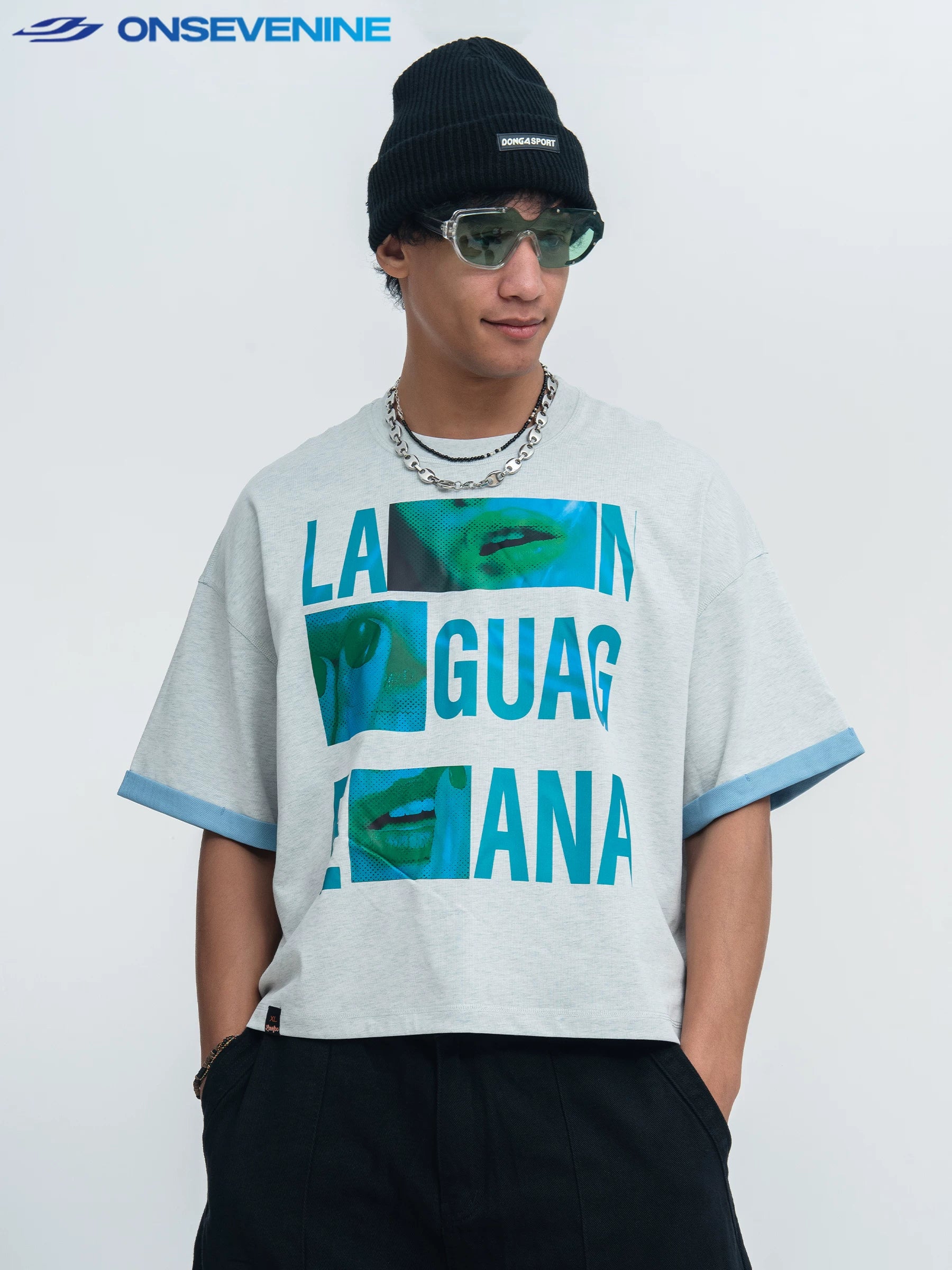 ONSEVENINE "Language" Collage Graphic Tee