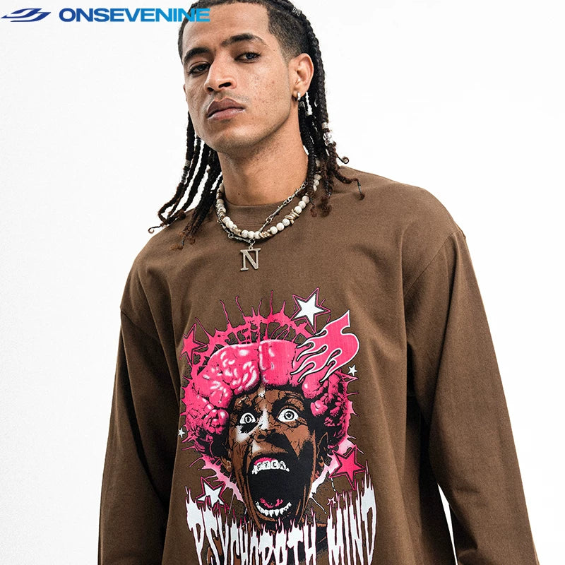 ONSEVENINE "Psychopath Blood" Long-Sleeve Graphic Tee