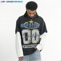 ONSEVENINE "War Storm" Graphic Layered-Effect Tee