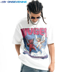 ONSEVENINE "VIVGEA" Devil and Angel Graphic Tee