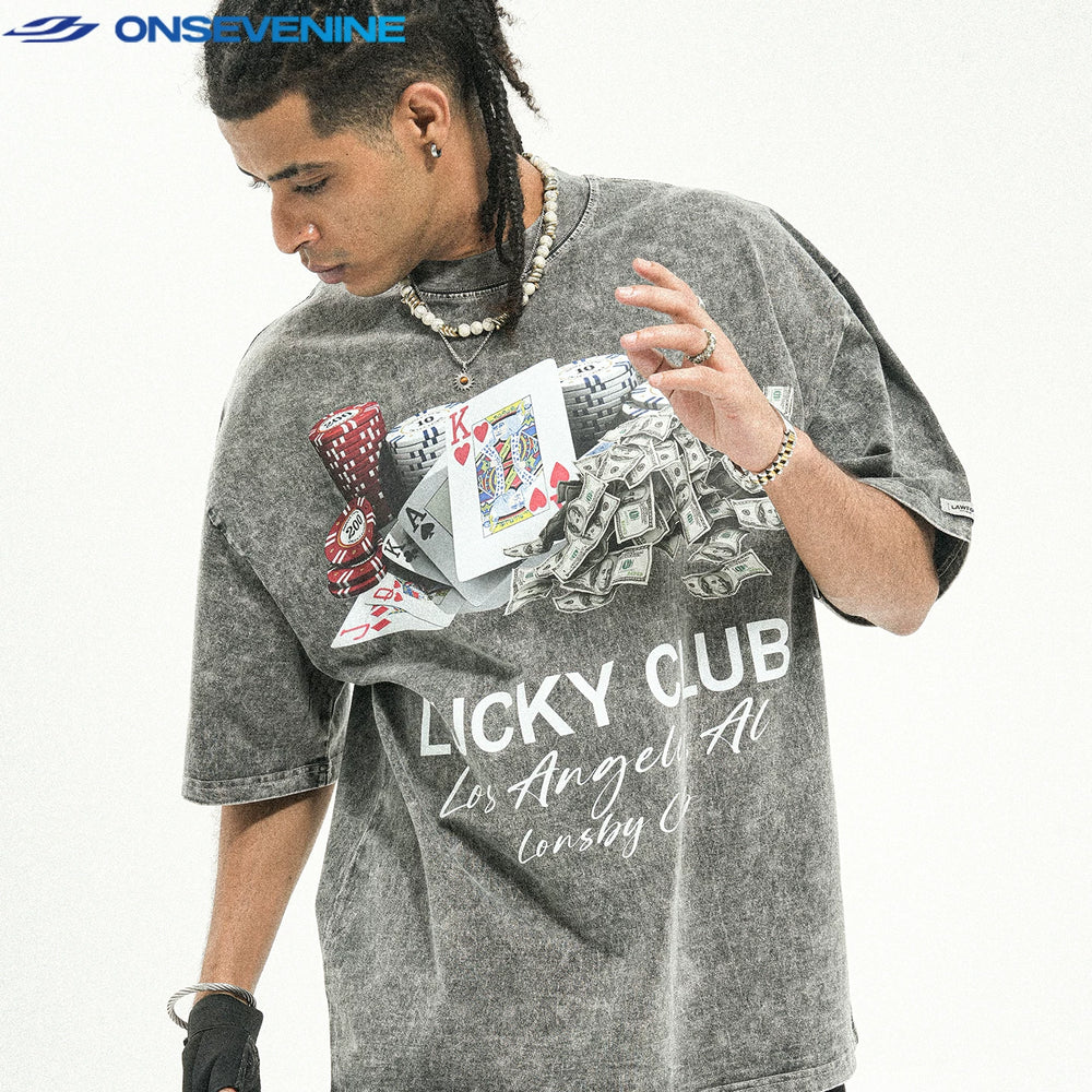 ONSEVENINE "Lucky Club" Casino Graphic Tee