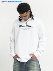 ONSEVENINE "Class Five" Typographic Long-Sleeve Shirt