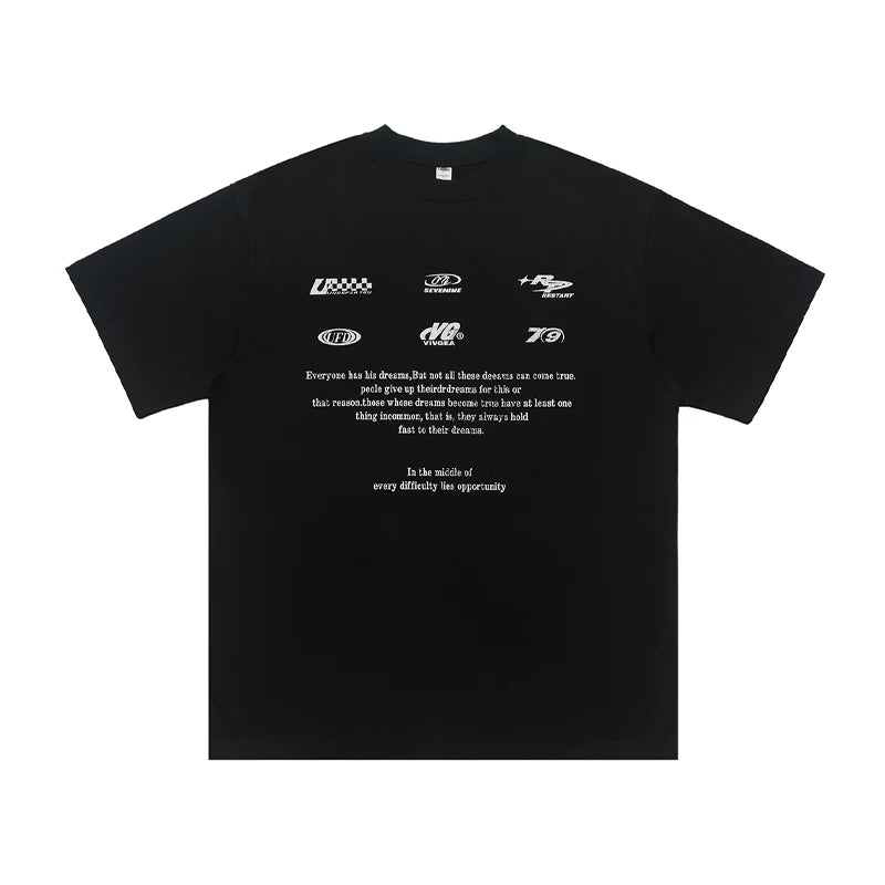 ONSEVENINE Graphic Typography Oversized Tee