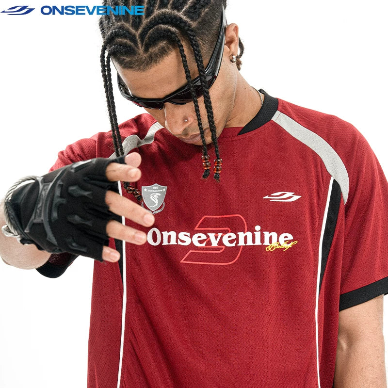 ONSEVENINE Sporty Red Jersey Tee