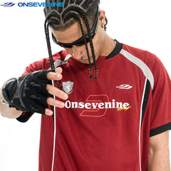 ONSEVENINE Sporty Red Jersey Tee