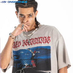 ONSEVENINE Skateboarder and Police Car Graphic Tee