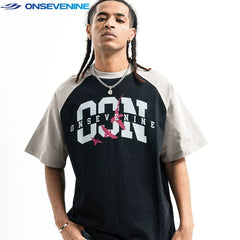 ONSEVENINE Raglan Colorblock "OON" Bird Graphic Tee