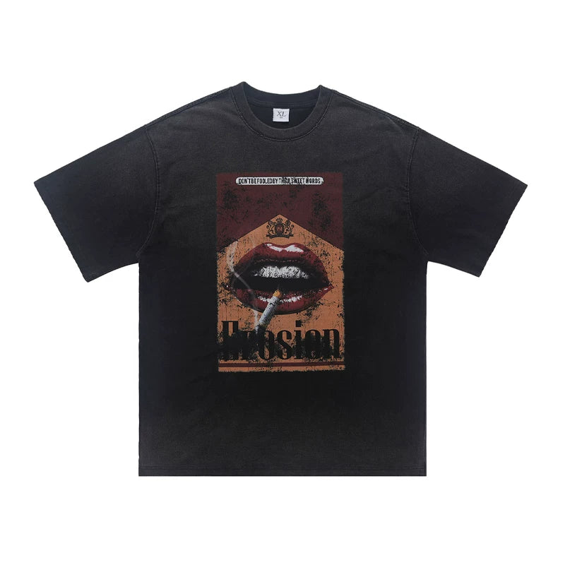 ONSEVENINE "Erosion" Lips & Cigarette Graphic Tee
