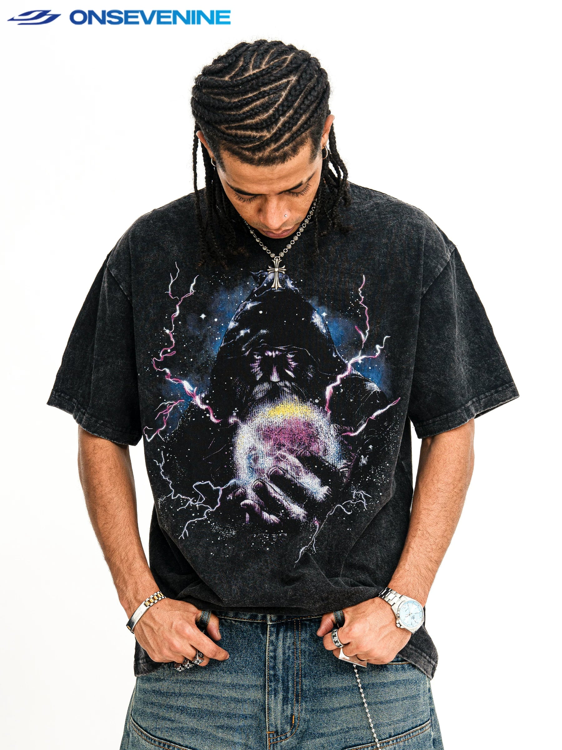 ONSEVENINE Wizard & Crystal Ball Graphic Tee