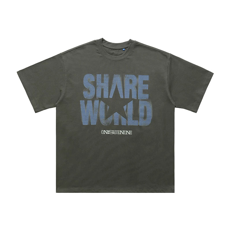 ONSEVENINE "Share World" Star Graphic Tee