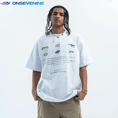 ONSEVENINE Graphic Typography Oversized Tee