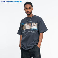 ONSEVENINE Triple-Photo Panel Graphic Tee