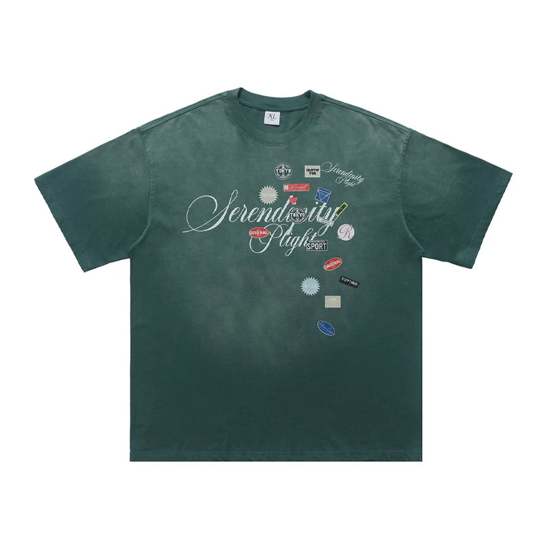 ONSEVENINE "Serendipity Plight" Patchwork Graphic Tee