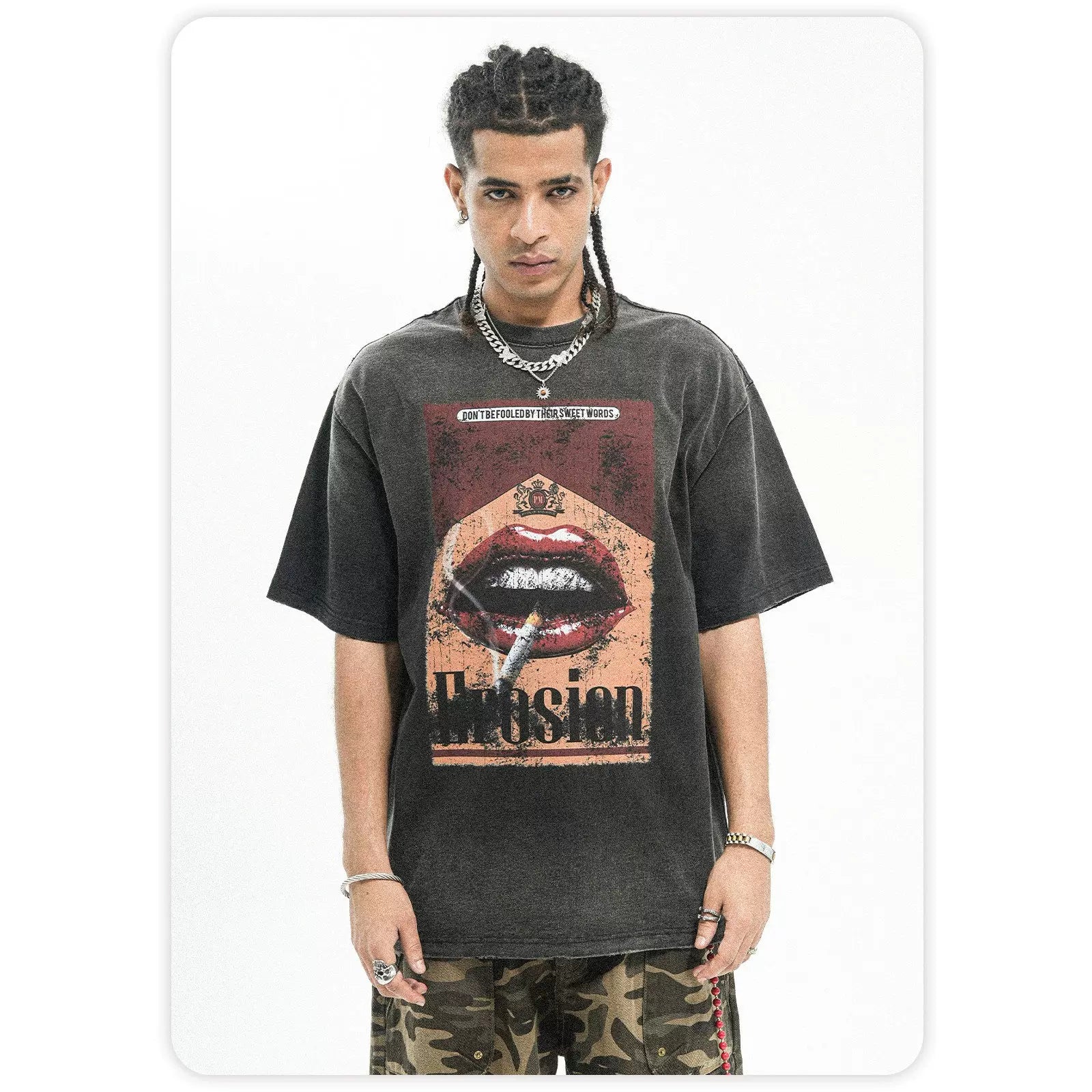 ONSEVENINE "Erosion" Lips & Cigarette Graphic Tee
