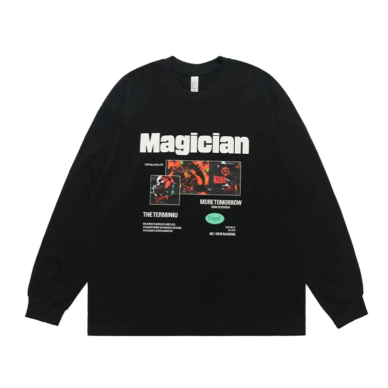 ONSEVENINE "Magician" Collage Graphic Long-Sleeve Tee