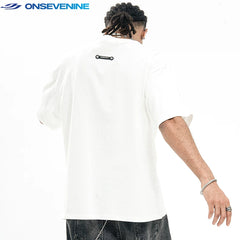 ONSEVENINE Snakeskin-Applique Lettered Black Tee