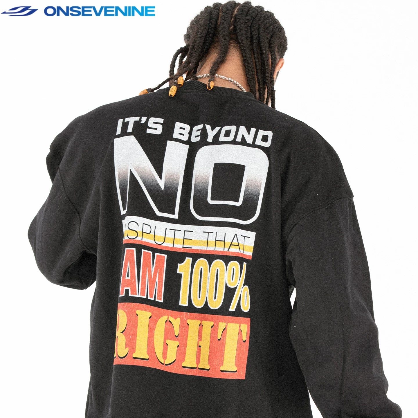 ONSEVENINE Racing Helmet & Flames Black Sweatshirt