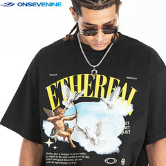 ONSEVENINE "Ethereal" Cherub and Doves Graphic Tee