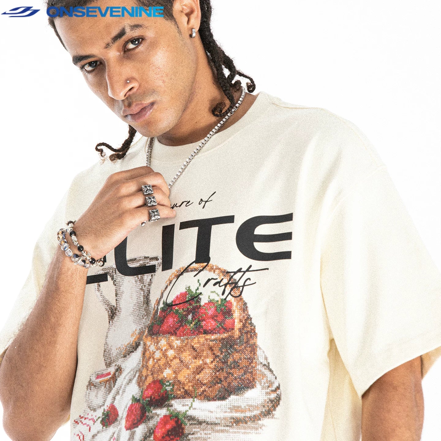 ONSEVENINE "Elite Crafts" Strawberry Basket Graphic Tee