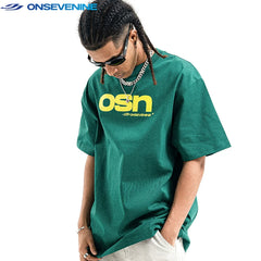 ONSEVENINE "osn" Yellow Logo Graphic Tee