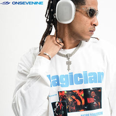 ONSEVENINE "Magician" Collage Graphic Long-Sleeve Tee