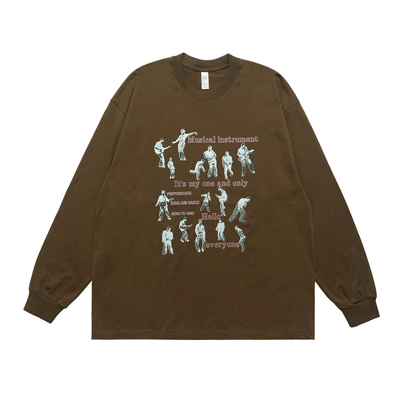 ONSEVENINE "Musical Instrument / Hello Everyone" Long-Sleeve Graphic Tee