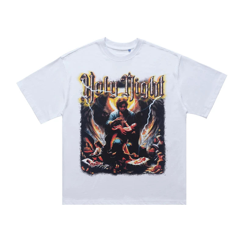 ONSEVENINE "Holy Night" White Graphic Tee