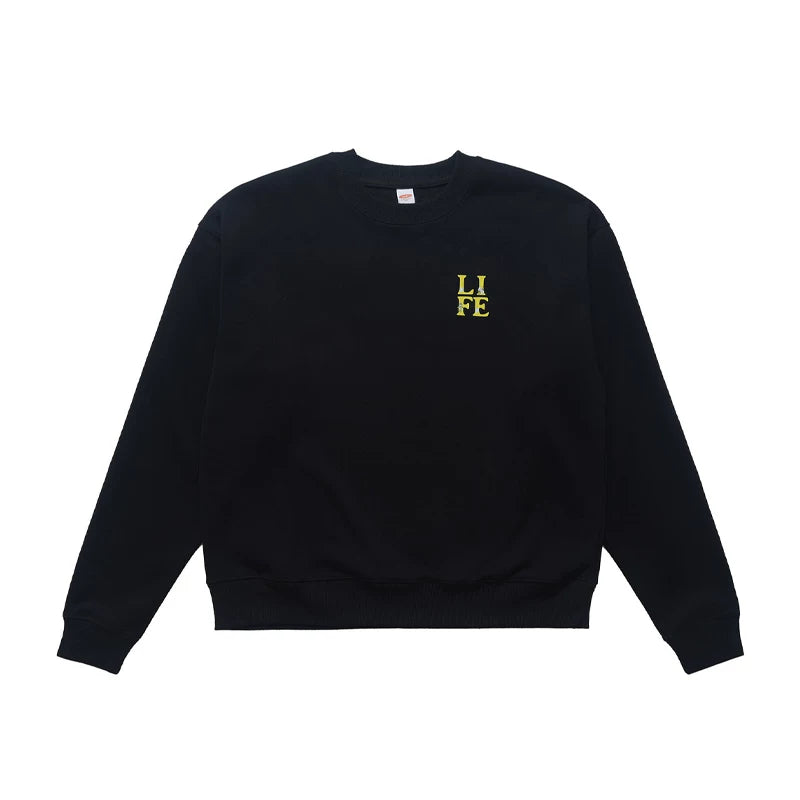 ONSEVENINE "LIFE" Back-Graphic Black Sweatshirt