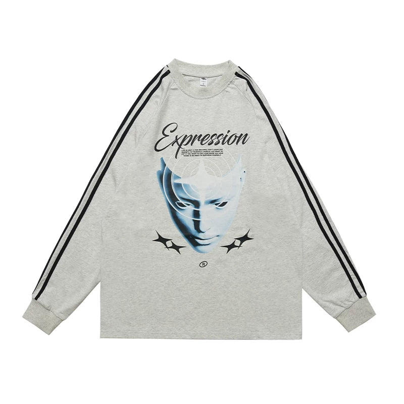 ONSEVENINE "Expression" Cyber-Graphic Long-Sleeve Shirt