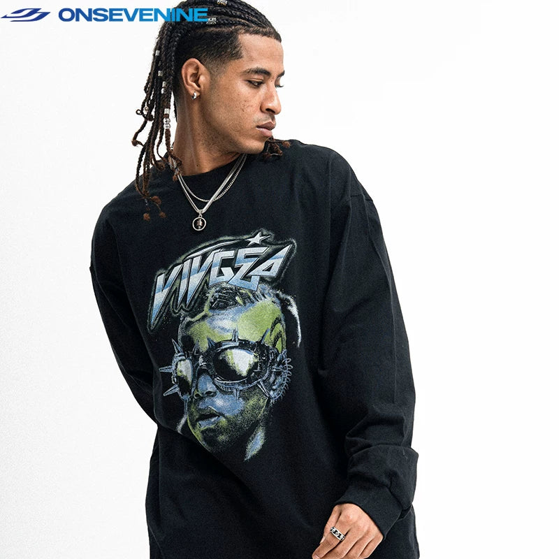 ONSEVENINE "VIVGEA" Spiked-Goggles Graphic Tee