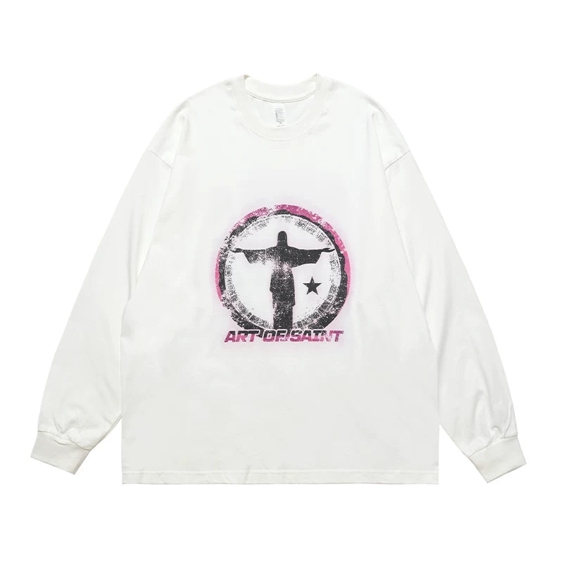 ONSEVENINE Circular Statue Graphic Long-Sleeve Tee