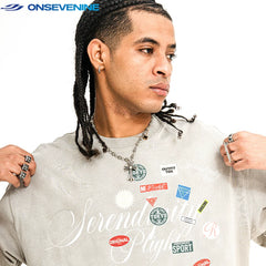 ONSEVENINE "Serendipity Plight" Patchwork Graphic Tee