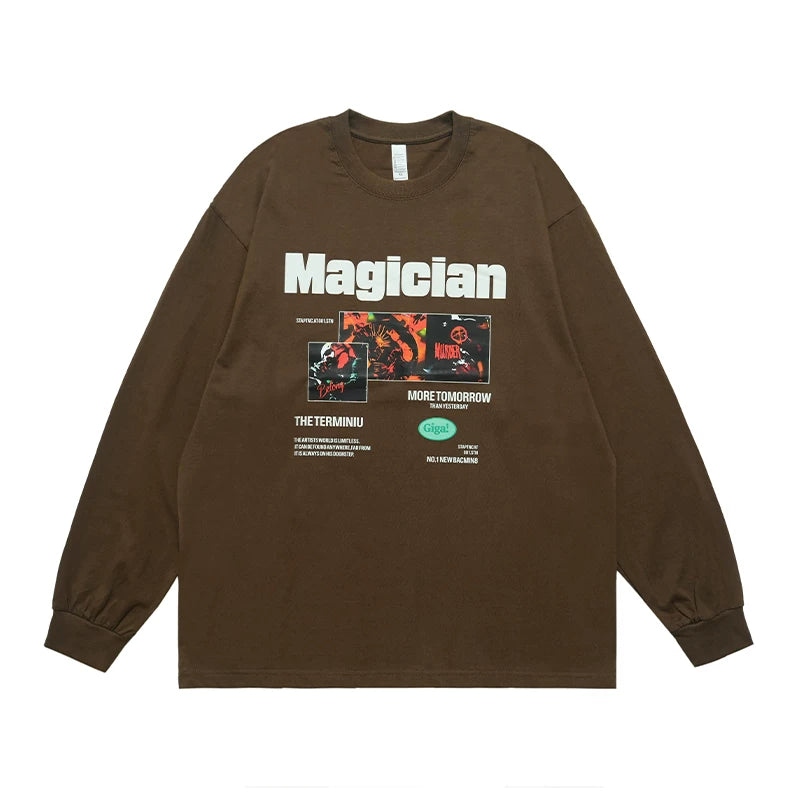 ONSEVENINE "Magician" Collage Graphic Long-Sleeve Tee